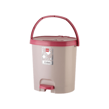 Cello Dustbin with Lid & Handle (Plastic, Pink & Grey)