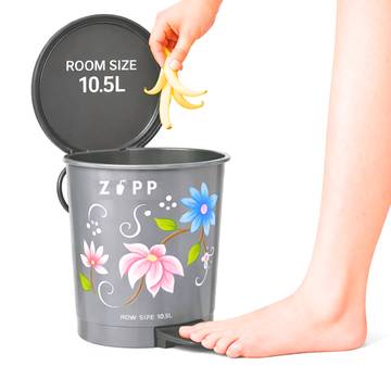 Zappfresh Pedal Dustbin with Lid (Plastic, Grey)