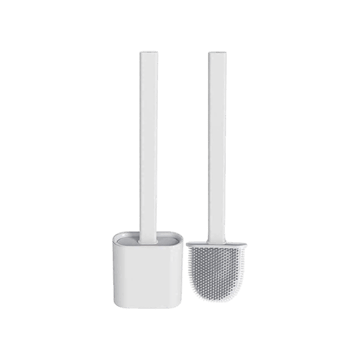 Zulaxy Adhesive Wall Mount Toilet Brush & Holder Set (Silicone, White)