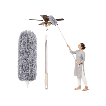 Zulaxy Flexible & Extendable Duster (Stainless Steel, Microfiber, Light Grey)