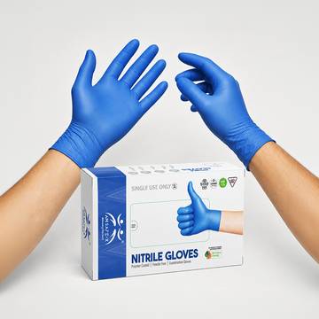 Am Safe-X Nitrile Disposable Gloves Medium (Nitrile, Light Blue)