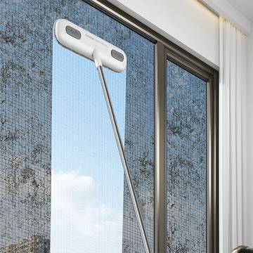 HomeEssentials Extendable Glass Cleaner Tool (Stainless Steel, White)