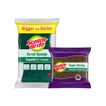 Scotch Brite Sponge Scrub +  Heavy Duty Scrub Pad (Medium) Combo