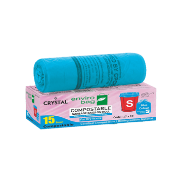 Crystal Compostable Garbage Bag (Small, Blue)