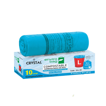 Crystal Compostable Garbage Bag For Wet Waste (Large, Blue)
