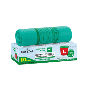 Crystal Compostable Garbage Bag For Wet Waste (Large, Green)