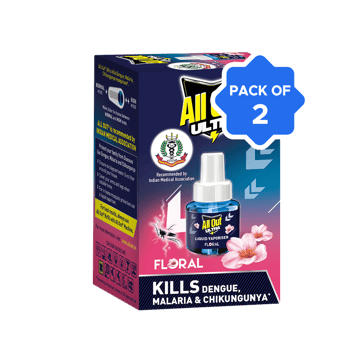 All Out Ultra Mosquito Killer Machine Refill (Floral Fragrance) - Pack of 2