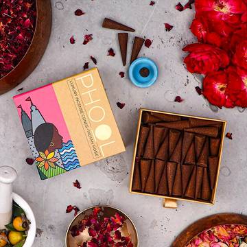 Phool Indian Rose Luxury Incense Dhoop Cones