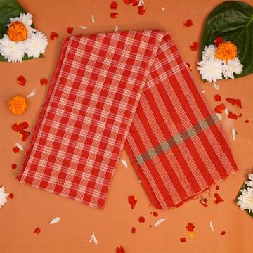 Red Pooja Gamcha by ServDharm