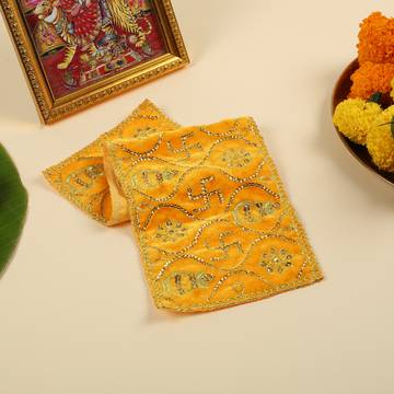 Mahashubh Kalash Velvet Yellow Chunri by Shubhika