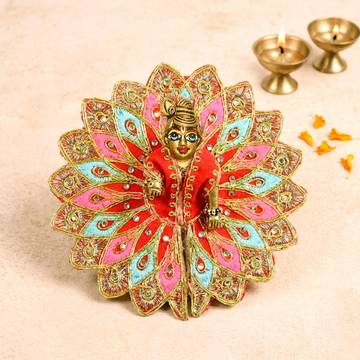 Peacock Embroidered Laddu Gopal Dress (Size-2-3) by Aksharveda
