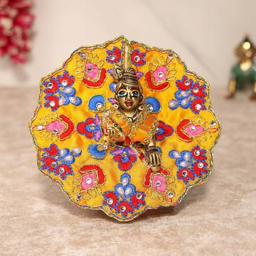 Yellow & Red Laddu Gopal Dress (Yellow & Red) by Aksharveda