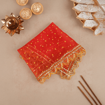 Elegant Red Polka Sequin Mata Red Chunri by Shubhika