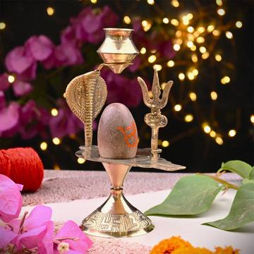 Narmadeshwar Shivling with Small Golden Trishul by ServDharm