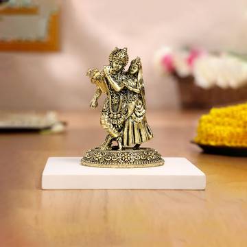Brass Radha Krishna Idol by Aksharveda