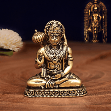 Blessing Intricate Brass Hanuman Idol by Aksharveda