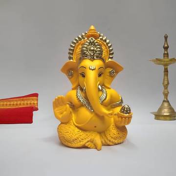 Mango Terracotta Ganesha Idol (3.5") by Gold Art India