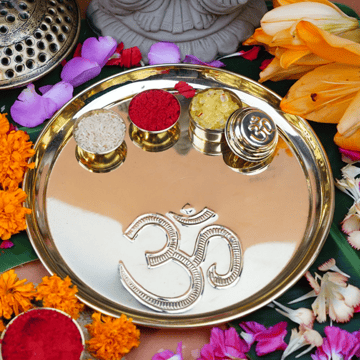 Om Brass Pooja Thali by ServDharm
