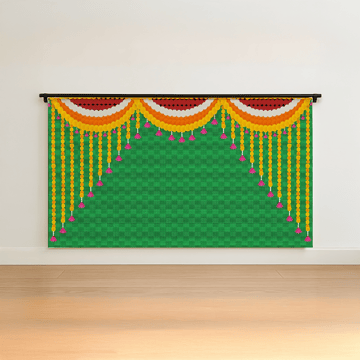 Pooja Decoration Backdrop Cloth (Green) - Aksharveda