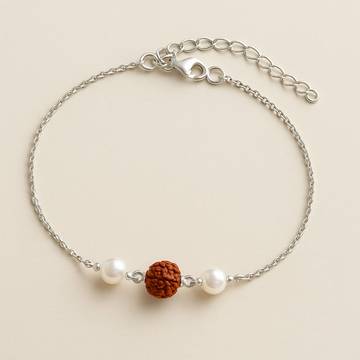 Unniyarcha Rudraksha & Pearl Link Bracelet (Silver)