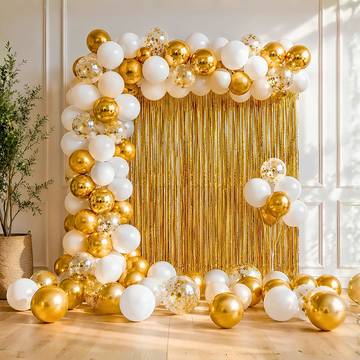 Party Decoration Kit (Golden & White) - Shimmers