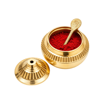 Brass Kumkum Box with Stick by Sohum