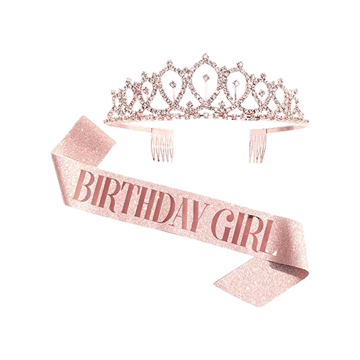 Birthday Girl Sash and Crown - Rose Gold Party Propz