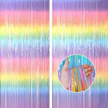Rainbow Fringe Party Decoration Foil Curtain by Propsicle