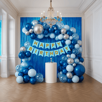 Birthday Decoration Kit by Groovydudz (Blue, Silver)