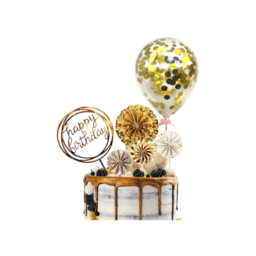 Happy Birthday Cake Topper (Golden) Party Propz