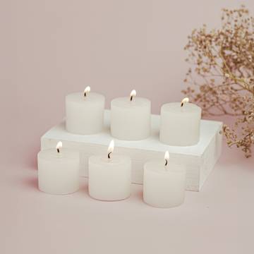 Scented Votive Pillar Candle (Jasmine, White) by Auradecor