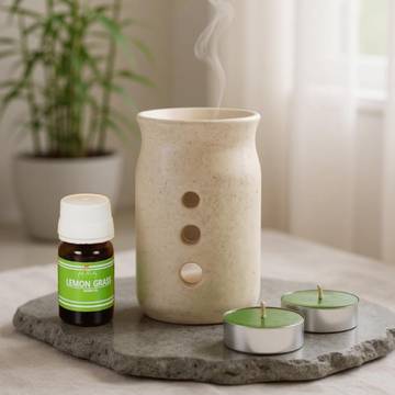 Aroma Burner Diffuser Set (Lemongrass, Green) by Auradecor