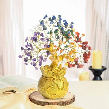 Hindcraft 7 Chakra Crystal Tree Home Decor & Birthday Gift (2.4" x 6.7", Multicolour)