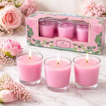 Fragrance Votive Jar Candle (Rose, Pink) by Auradecor