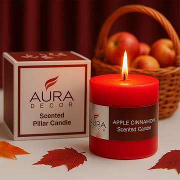Pillar Candle (Apple Cinnamon) by Auradecor