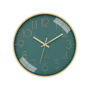 Tekcool Silent Quartz Wall Clock (Green Gold)