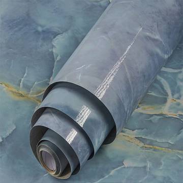 Vinyl Marble Finish Adhesive Wallpaper (Blue) - Tekcool