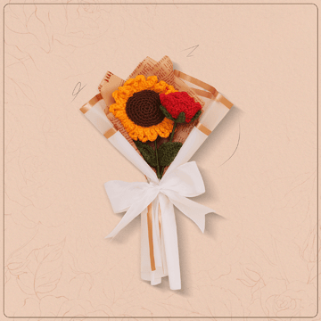 Floreal Sunflower & Rose Crochet Flower Bouquet