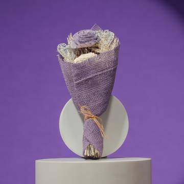Rooted Ivory & Lilac Heartfelt Rose Dried Flowers Bouquet