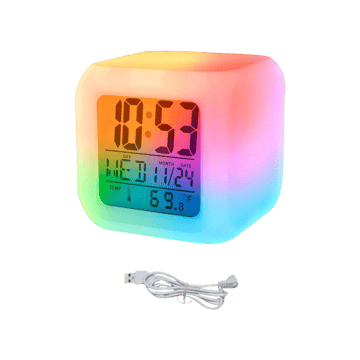 Kacool Colour Changing USB Digital Table Clock (White)