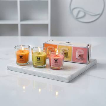 Shot Glass Scented Candle (Damask Rose, Mandarin, Thai Lemon Grass, Multicolor) by IRIS