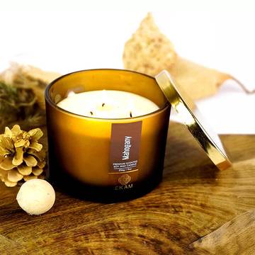 3 Wick Soy Wax Jar Candle (Mahogany) by Ekam