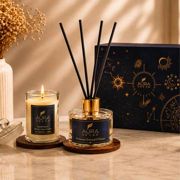 Premium Reed Candle & Diffuser Set (Blue Sage & Lavender) by Auradecor