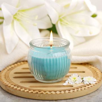 Ribbed Jar Candle (Cool Blue) by IRIS