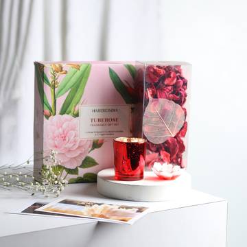 Rose Scented Gift Set (Tuberose, Light Pink) by Habere India