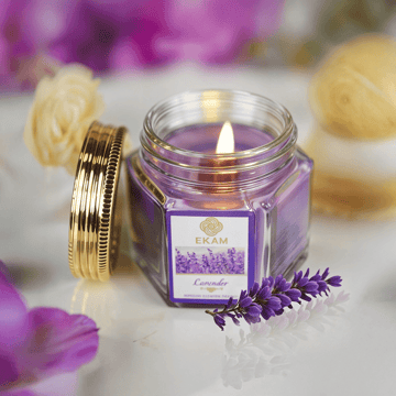 Scented Hexa Jar Candle (Lavender) by Ekam