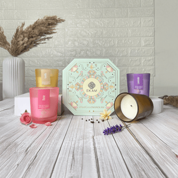 Soy Wax Scented Jar Candle Set by Ekam