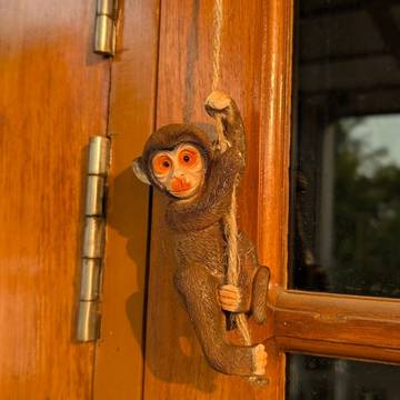 The Decorshed Hanging Monkey Statue (3.9" x 1.9" x 2.3", Brown)