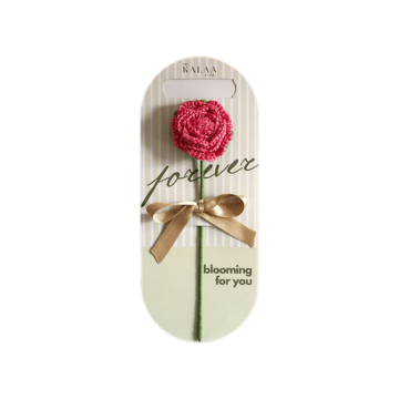 The Kalaa Store Pink Rose Crochet Flower