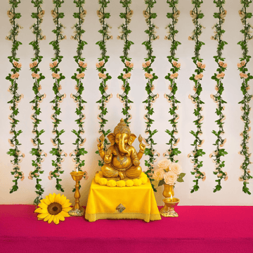 Tied Ribbons Rose Artificial Flower Garland